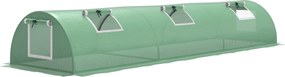 Outsunny Estufa Pequena para Cultivo de Plantas com 5 Janelas Estrutura em Aço e Cobertura de PE Anti-UV 300x80x45 cm Verde | Aosom Portugal