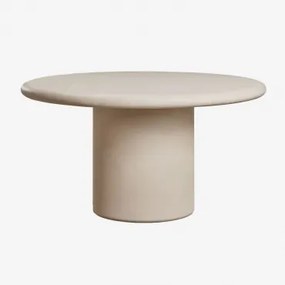 Mesa De Jantar Redonda Em Cimento Namara Ø140 Cm & Tapioca Bege - Sklum