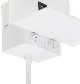 LED Candeeiro de parede moderno branco com USB e braço flexível - Flero Moderno