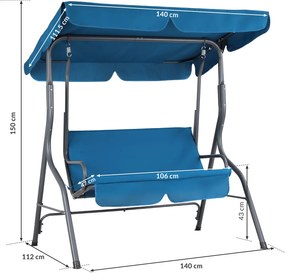 Baloiço Jardim Hollywood 140 x 112 x 150 cm com cobertura solar azul