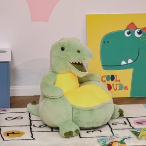 HOMCOM Sofá em forma de dinossauro infantil Poltrona para crianças acima de 18 meses com assento acolchoado 60x55x59cm Verde