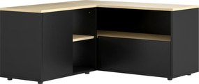 HOMCOM Móvel Tv de Canto Banco para Televisão Até 40" com 2 Armários e 3 Nichos 90x90x45 cm Carvalho e Preto | Aosom Portugal