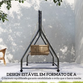 Estrutura de Baloiço Jardim (NÃO INCLUIDO) em Aço para 2 ou 3 Assentos Capacidade de 360 kg 210x117x175 cm Preto