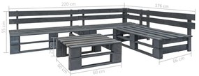 4 pcs conjunto lounge de jardim paletes madeira cinzento