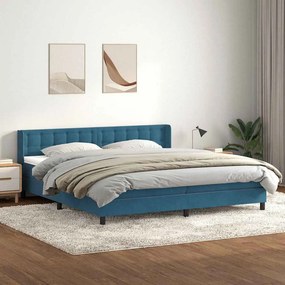 vidaXL Cama com molas/colchão 180x220 cm veludo azul-escuro