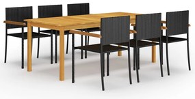 vidaXL 7 pcs conjunto de jantar de jardim preto
