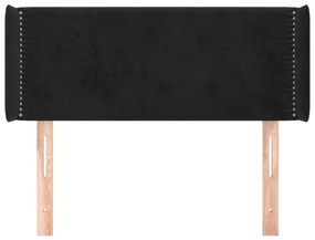 Cabeceira de cama c/ abas veludo 103x16x78/88 cm preto