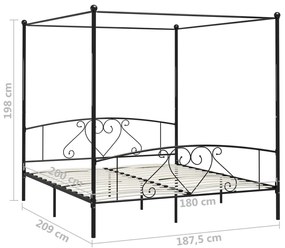 Estrutura de cama dossel 180x200 cm metal preto