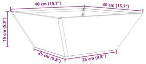 Vaso de jardim 40x40x15 cm em aço galvanizado