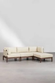 Sofá Modular De 3 Peças Com 2 Poltronas De Canto E Puff Em Acácia Giulia Castanho-acácia Escuro - Sklum
