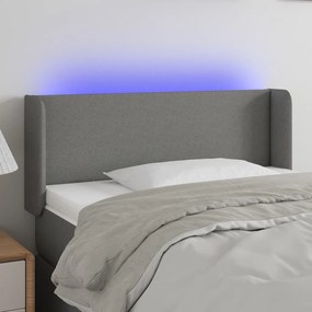 Cabeceira cama c/ luzes LED tecido 93x16x78/88cm cinza-escuro