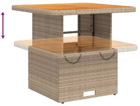 2 pcs conjunto de sofás p/ jardim com almofadões vime PE bege