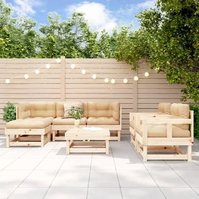 7 pcs conjunto lounge de jardim pinho maciço