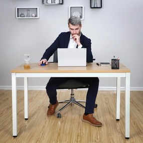 Mesa de computador moderna 120 x 76 x 60 cm cor branca-natural