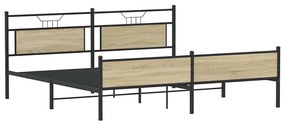 Estrutura de cama sem colchão 200x200cm metal carvalho sonoma