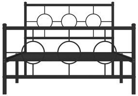 Estrutura de cama com cabeceira e pés 107x203 cm metal preto