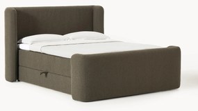 Cama boxspring em bouclé com arrumação Perla