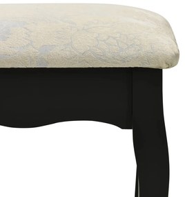Conj. toucador com banco 50x59x136 cm madeira paulownia preto