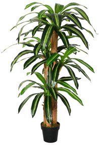 Outsunny Planta Artificial Decorativa Dracaena com Pote Árvore Sintética 66 Folhas Ø20x160 cm Verde