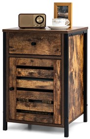 Mesa de Cabeceira Industrial "ALVAR" com Gaveta e Porta Veneziana – Me