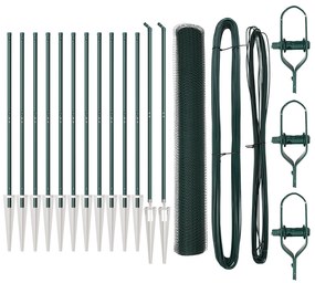 Conjunto de Cercas Conjunto de 2 Verde Metal, Plástico 25 x 1,2 m