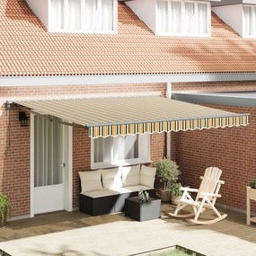 vidaXL Toldo Retrátil Automático com LED Verde e Branco 400x350 cm