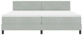 Cama Box Spring vidaXL com Colchão Cinza Claro 200x200 cm Veludo