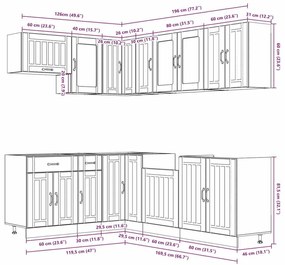 11 peças armário de cozinha conjunto Lucca concreto cinza