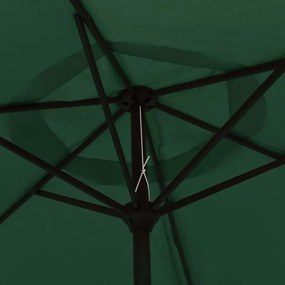 Guarda-sol de jardim cantilever com luzes LED 3 m verde