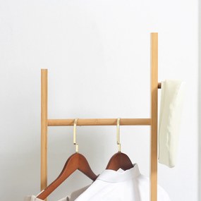 HOMCOM Cabide de Pé de Bambu Cabide de Pé para Roupas com 2 Ganchos e 3 Barras Suspensas para Entrada Corredor Dormitório Estilo Moderno 36x24x168cm Madeira