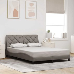 Cama sem colchão 140x200 cm tecido castanho-acinzentado