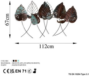 Acessório Decorativo de Parede Casting Leaf – Multicolor – 67 x 112 cm