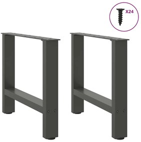 Pés para mesa de centro antracite 2 peças 50x(42-43) cm aço