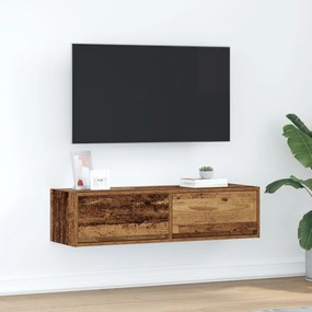 armário de TV vidaXL Madeira Velha 100x31x25,5 cm Madeira de Engenhari