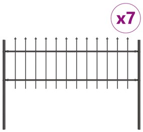 Cerca de Jardim vidaXL com Topo de Lança Cinza 11,9x0,6 m em Aço