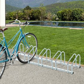 Suporte de estacionamento 5 Bicicletas Aço Prateado 130 x 33 x 27 cm