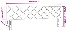 Cabeceira vidaXL Design Blocos de Diamante Preto 200 cm Veludo