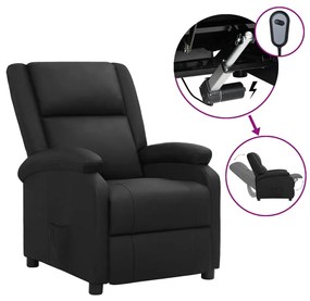 vidaXL Poltrona reclinável elétrica couro genuíno preto