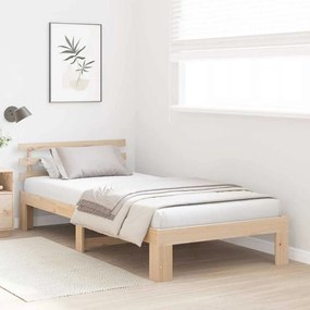 Estrutura de Cama de Madeira de Pinho Natural Madeira 75 x 190 cm