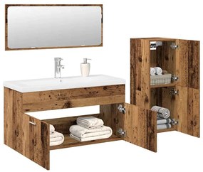 vidaXL 4 pcs conj. móveis casa banho derivados madeira madeira velha