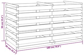Caixa de compostagem ripada pinho impregnado 180x90x90 cm