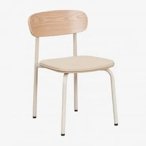 Pack De 2 Cadeiras Em Ferro E Madeira Wilpier Kids Tapioca Bege & Couro Sintético Beige Creme - Sklum