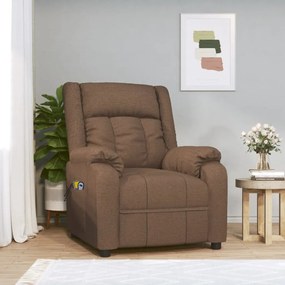 vidaXL Poltrona de massagens elétrica reclinável tecido castanho