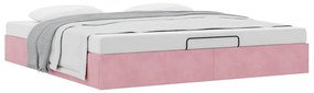 Estrutura de cama otomana sem colchão 180x200 cm veludo rosa