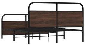 Estrutura cama sem colchão 150x200cm metal carvalho castanho