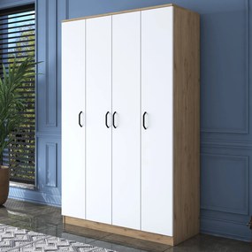 Roupeiro BA116 – Nogueira e Branco – 120x190,8x47,3 cm