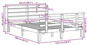Estrutura de cama c/ cabeceira sem colchão 140x190 cm branco