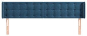 Cabeceira de cama c/ abas veludo 203x16x78/88cm azul-escuro