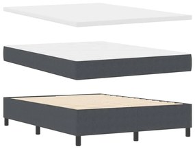 Cama Box Spring com Colchão Cinza Escuro, 140 x 200 cm, tecido de cord