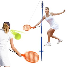 Conjunto de treino portátil de ténis solo 2 raquetes com braço giratório espiral ajustável em altura para Jardim praia